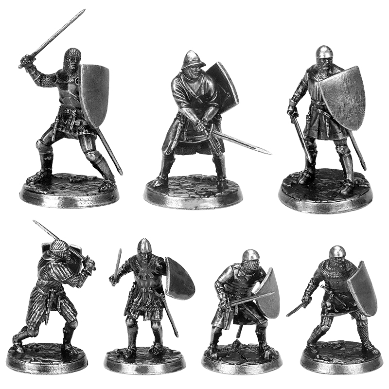 Miniature Painting Set - Medieval metal knight and soldier statue