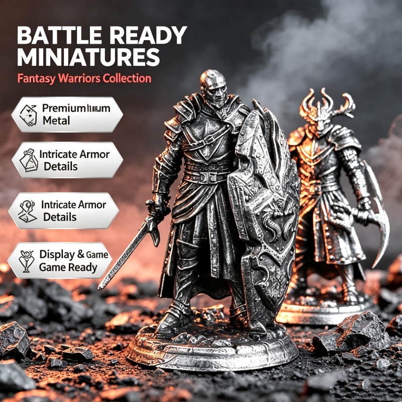 Miniature Painting Set - Solid White Copper Metal Miniature Medieval