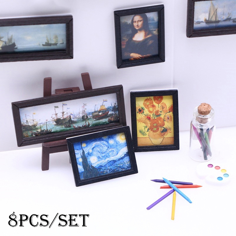 8Pcs/Set 1:12 Dollhouse Miniat - Miniature Painting Set recension och pris